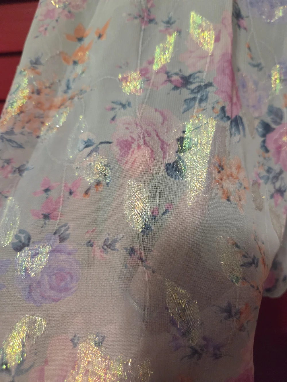 Mint Floral Puff-Sleeve Girls' Dress with Gold Detail